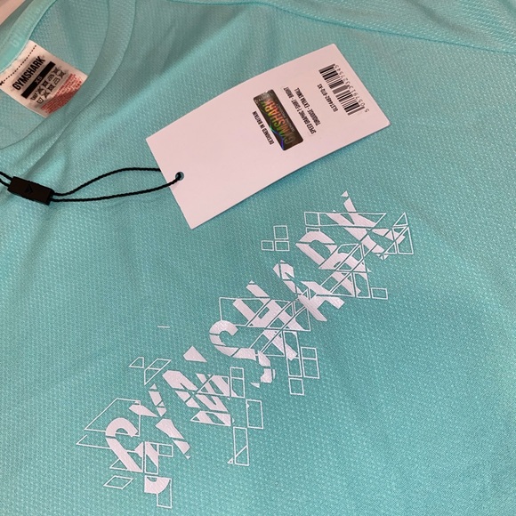 NEW gymshark SPEED GRAPHIC T-SHIRT bright turquoise - Picture 3 of 7